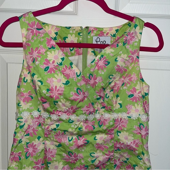 Green pink floral Lilly Pulitzer dress vintage retro 6 100% cotton - Picture 3 of 4